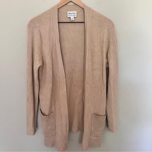 Whisper Knit by Louis Dell’Olio Tan Open Ribbed Cardigan - Medium - Picture 1 of 9